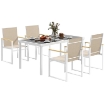 SET DA GIARDINO CON TAVOLO DA PRANZO IN VETRO RETTANGOLARE E 4 SEDIE CON BRACCIOLI MULTICOLORE