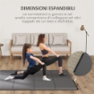 TAPPETINO DA GINNASTICA PIEGHEVOLE, MATERASSINO FITNESS SPESSO 5 CM E ANTISCIVOLO, 180X80X5 CM, GRIGIO