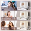 SPECCHIO DA TRUCCO CON 14 LUCI LED REGOLABILI E RICARICA USB, IN VETRO E METALLO, 62.5X14X49.5 CM, BIANCO