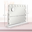 SPECCHIO DA TRUCCO CON 14 LUCI LED REGOLABILI E RICARICA USB, IN VETRO E METALLO, 62.5X14X49.5 CM, BIANCO