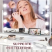 SPECCHIO DA TRUCCO CON 14 LUCI LED REGOLABILI E RICARICA USB, IN VETRO E METALLO, 62.5X14X49.5 CM, BIANCO