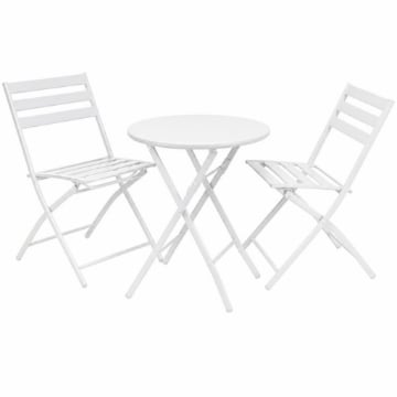 SET TAVOLO E 2 SEDIE PIEGHEVOLI DA GIARDINO PER BALCONE TERRAZZO COLORE BIANCO  ARTICOLO USATO