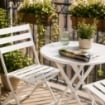 SET TAVOLO E 2 SEDIE PIEGHEVOLI DA GIARDINO PER BALCONE TERRAZZO COLORE BIANCO  ARTICOLO USATO