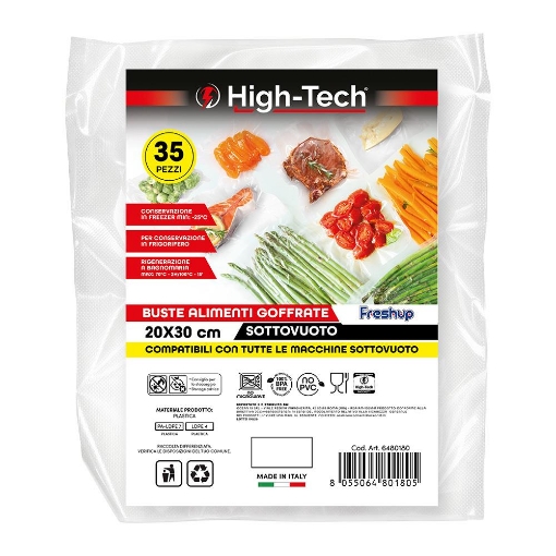 HIGH-TECH BUSTE SOTTOVUOTO PER ALIMENTI GOFFRATE - 20X30 CM 35PZ