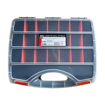 CASSETTA CON MANICO PER ATTREZZI 23 SPAZI - 38X32X7H CM