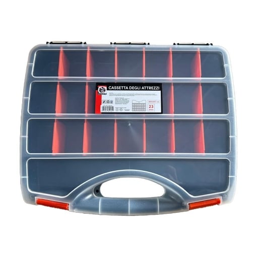 CASSETTA CON MANICO PER ATTREZZI 23 SPAZI - 38X32X7H CM