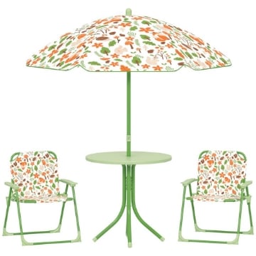 SET DA GIARDINO PER BAMBINI 2-5 ANNI CON TAVOLINO ROTONDO, 2 SEDIE PIEGHEVOLI ARTICOLO USATO SENZA OMBRELLINO 