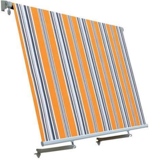 TENDA DA SOLE A CADUTA CON MANOVELLA E 2 BRACCI DIMENSIONI 245 X 245H CM COLORE GIALLO A RIGHE