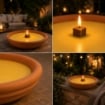 CANDELA ALLA CITRONELLA IN CIOTOLA DI TERRACOTTA Ø14 CM – CANDELA DA ESTERNO ANTIZANZARE