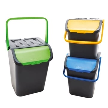 PATTUMIERA ECOLOGIC DA 28 LITRI CON MANICI  SENZA COPERCHIO COLORAZIONE ASSORTITA 