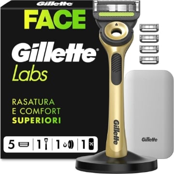 GILLETTE LABS RASOIO 6 LAMETTE  UP GOLD TRAVEL - RASATURA E COMFORT 