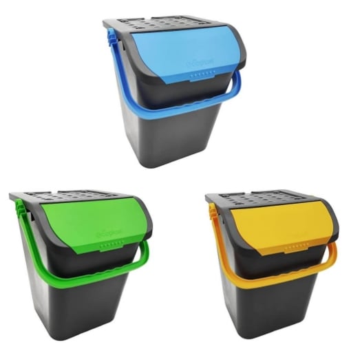 PATTUMIERA ECOLOGIC DA 28 LITRI CON MANICI  SENZA COPERCHIO COLORAZIONE ASSORTITA 